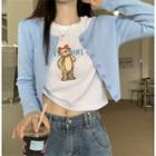 Short-sleeve Bear T-shirt / Light Jacket