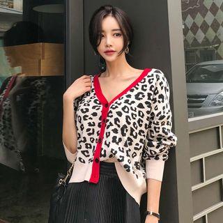 Leopard Print Cardigan Almond - One Size
