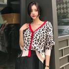 Leopard Print Cardigan Almond - One Size