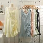 Sleeveless Drawstring-side Ruffled Mini Dress In 6 Colors