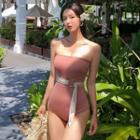 Strapless Belted Swimsuit