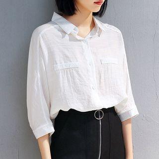 Set: Plain 3/4-sleeve Shirt + Bandeau
