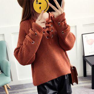 Lace-up Thick Sweater