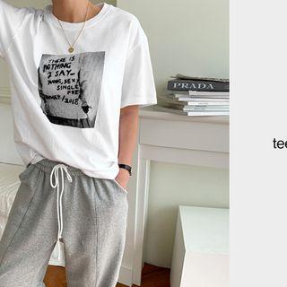 Boxy-fit Print T-shirt White - One Size