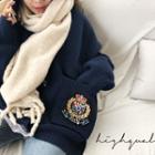 Badge-accent Oversized Knit Cardigan