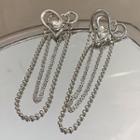 Heart Bead Drop Earring 1 Pair - Silver - One Size