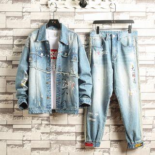 Set: Pocket Detail Denim Jacket + Cropped Skinny Jeans