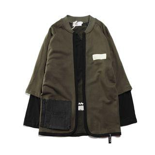 Print Mock Two-piece Open Front Jacket