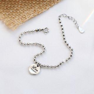 925 Sterling Silver Lettering Disc Bracelet 1 Piece - Bracelet - Love - Silver - One Size