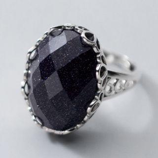 Faux Crystal Sterling Silver Ring Silver - One Size