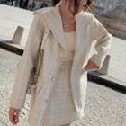 Set: Faux-pearl Button Tweed Jacket + A-line Skirt