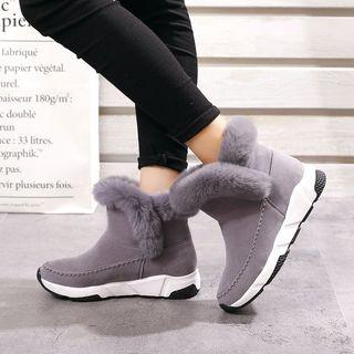 Faux Suede Fluffy Trim Snow Boots