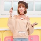 Dog Open Shoulder Long-sleeve Sweatshirt