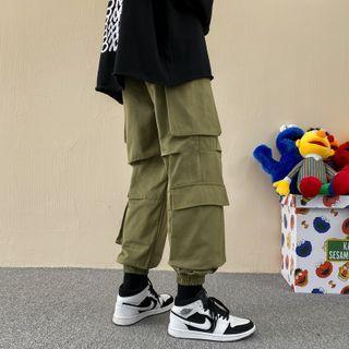 Plain Cargo Harem Joggers