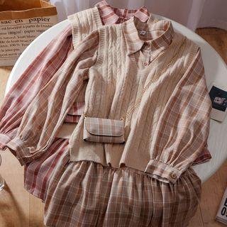 Plaid Shirt Dress / Sweater Vest