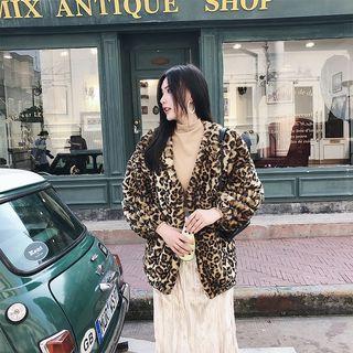 Leopard Print Faux Fur Coat
