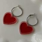 Heart Acrylic Alloy Dangle Earring A898 - 1 Pair - Red & Pink - One Size