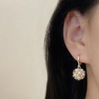 Flower Faux Pearl Alloy Dangle Earring E4460 - 1 Pair - 925 Silver - Gold - One Size