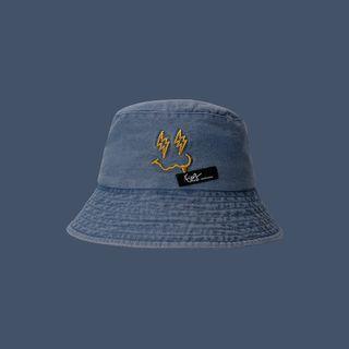 Cartoon Embroidered Denim Bucket Hat