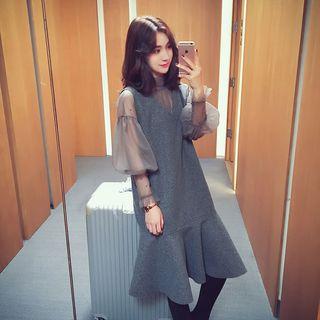 Set: Lantern Long-sleeve Top + Sleeveless Dress