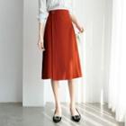 Wrap-front Plain A-line Skirt