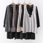 Set: Tie-neck Midi Dress + Sleeveless Knit Top