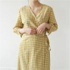 Wrap-front Maxi Gingham Dress
