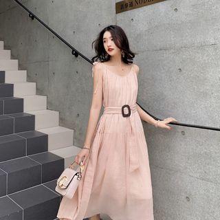 Tie Waist Midi A-line Dress