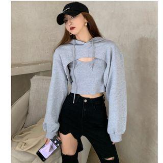 Set: Cropped Hoodie + Cropped Camisole Top