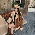 Reversible Double-breasted Fleece Jacket Khaki - One Size