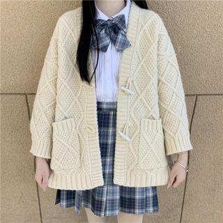 Toggle Knit Jacket Apricot White - One Size