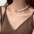 Freshwater Pearl Alloy Choker Necklace - Faux Pearl - White - One Size