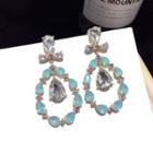Faux Crystal Hoop Dangle Earring 1 Pair - Silver Earrings - Gold - One Size