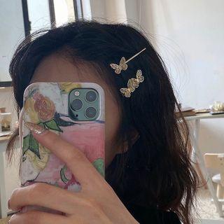 Butterfly Hair Pin 2 Pcs - Gold - One Size