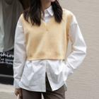Cropped Plain Sweater Vest