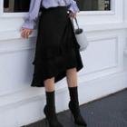 Ruffle Hem Midi A-line Skirt