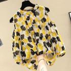Cold-shoulder Printed Chiffon Blouse