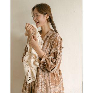 Balloon-sleeve Paisley Print Dress