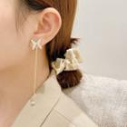 Butterfly Rhinestone Asymmetrical Fringed Earring E2673 - 1 Pair - Gold - One Size
