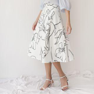 High-waist Print A-line Skirt