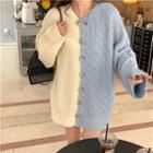 Two-tone Panel Cardigan Blue & White - One Size