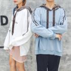 Couple Matching Letter Embroidered Striped Trim Hoodie