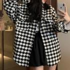 Checkerboard Button-up Jacket Plaid - Black & White - One Size
