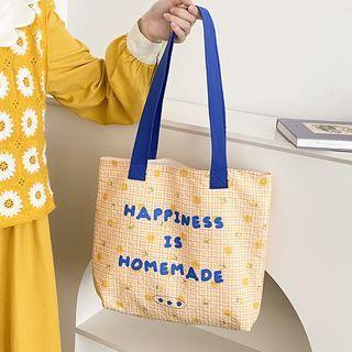 Gingham Lettering Tote Bag