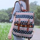 Star Print Flap Backpack As Shown In Figure - One Size