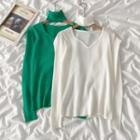 Set: Square-neck Sweater + Knit Choker