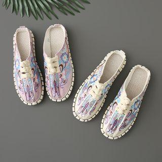 Butterfly Embroidered Mules