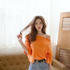 Off-shoulder Ribbed T-shirt