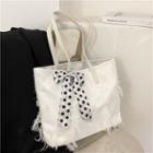 Bow-accent Fringed Tote Bag