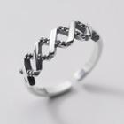 Rhinestone Cross Sterling Silver Open Ring Silver - One Size